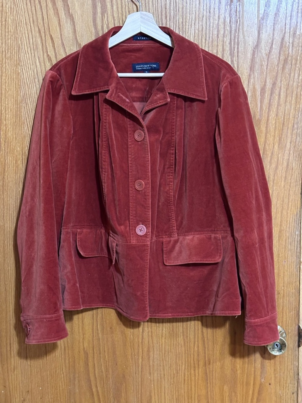 Jones New York Burnt‎ Orange Velvet Button-Front Jacket sz 1 X